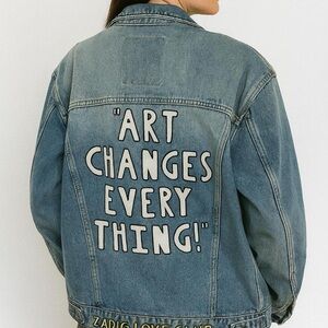 Zadig & Voltaire Denim Jacket with Art Statement French Fashion size small